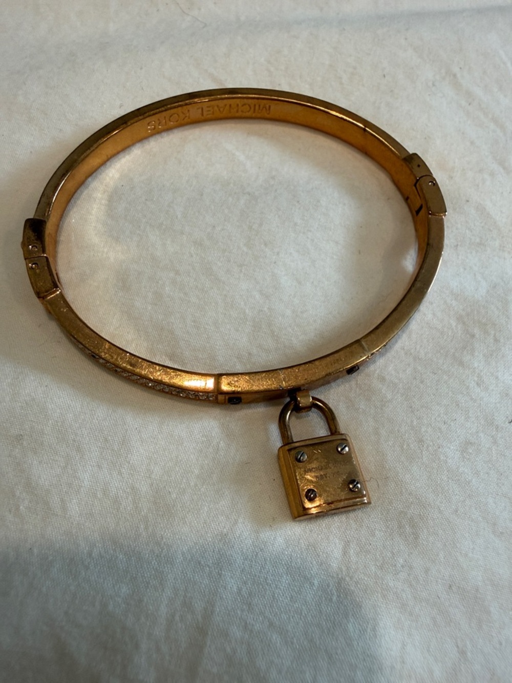 Michael Kors Gold Padlock Charm Bangle Bracelet